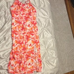 Maison Jules Vibrant Pink & Orange Maxi Dress - Size L